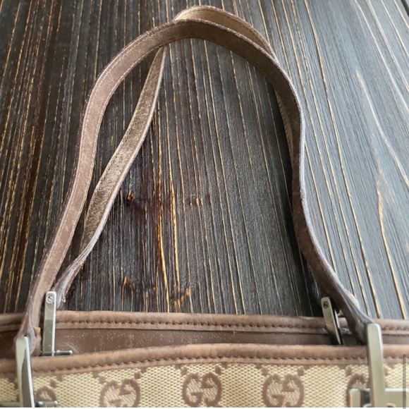 Vintage Gucci GG Signature Logo Brown Canvas Tote Silver Hardware - Picture 8 of 11